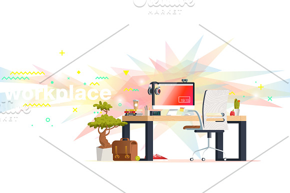 Office Workplace Interior in Illustrations - product preview 2