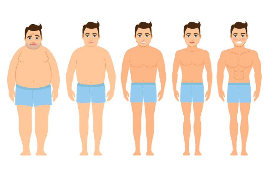 Man before and after a diet in Illustrations - product preview 8
