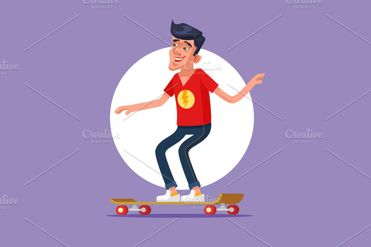 Cool man riding board skateboard in Illustrations - product preview 8