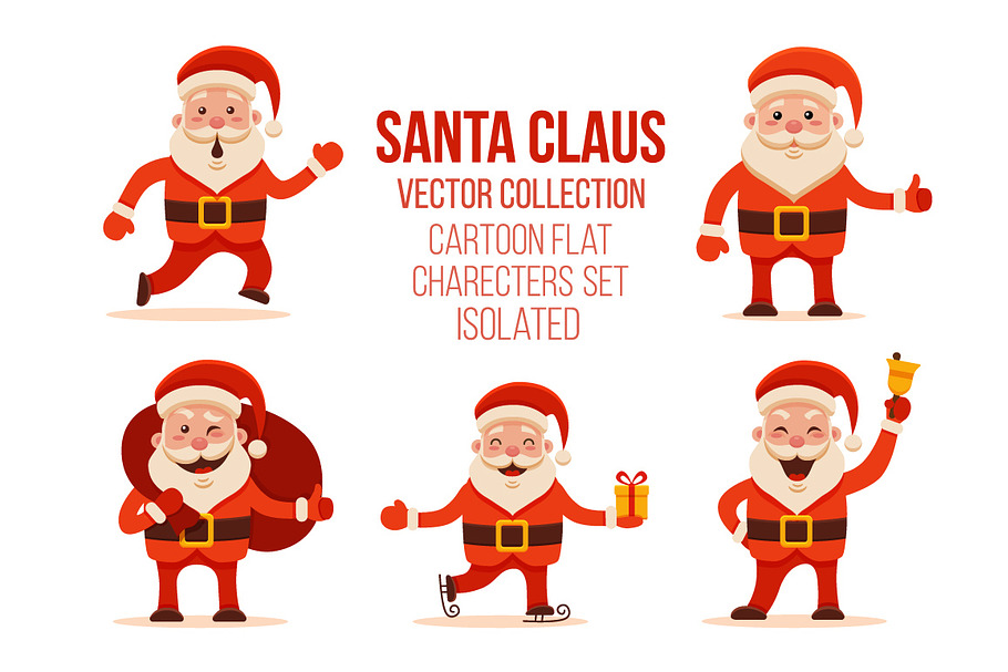 Set of 5 Santa Claus  in Illustrations - product preview 8