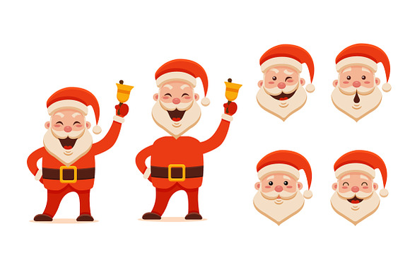 Set of 5 Santa Claus  in Illustrations - product preview 1