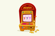 Slot machine with 777 and money