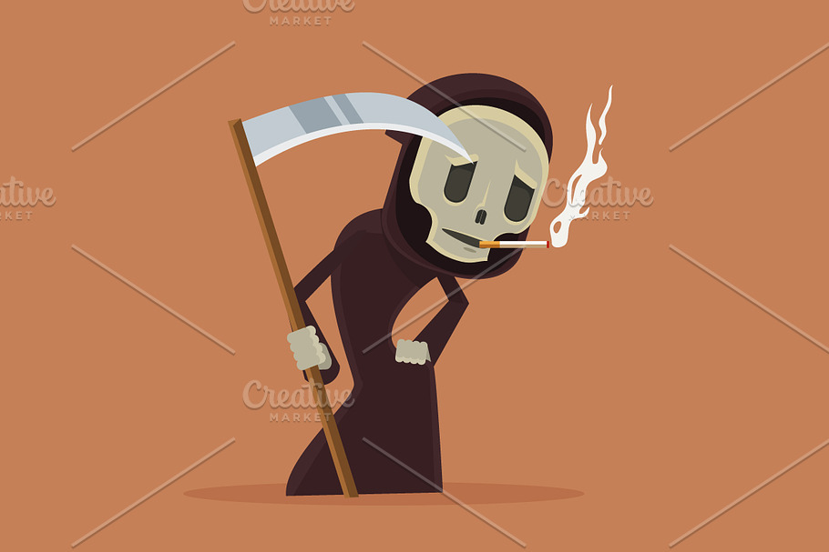 Stop smoke. Smoking death character in Illustrations - product preview 8