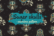 11 Sugar skulls seamless patterns