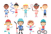 Sport kids characters vector