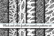 Ethnic feathers seamless patterns 