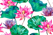 Pink lotus vector pattern