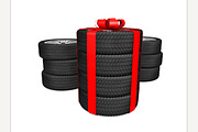 Tires as a gift. 3d rendering