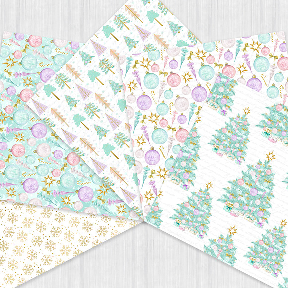 Pastel Christmas Digital Paper Pack in Patterns - product preview 3