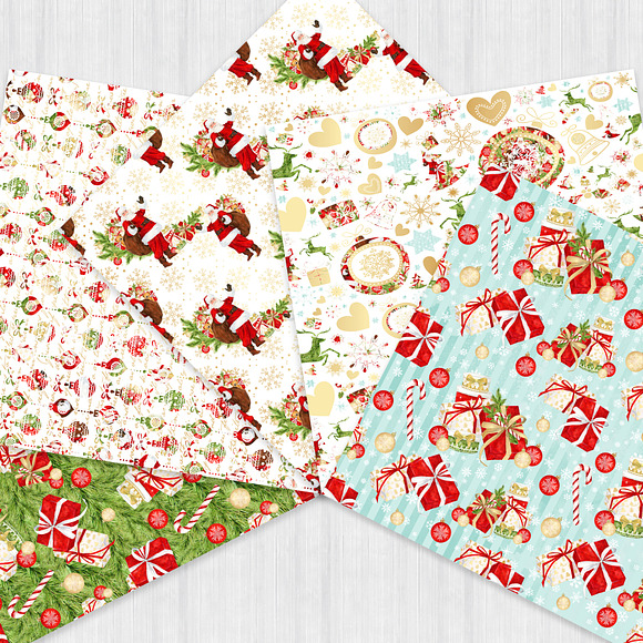 Santa Watercolor Digital Paper Pack in Patterns - product preview 1