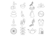 Spa icons set, outline style