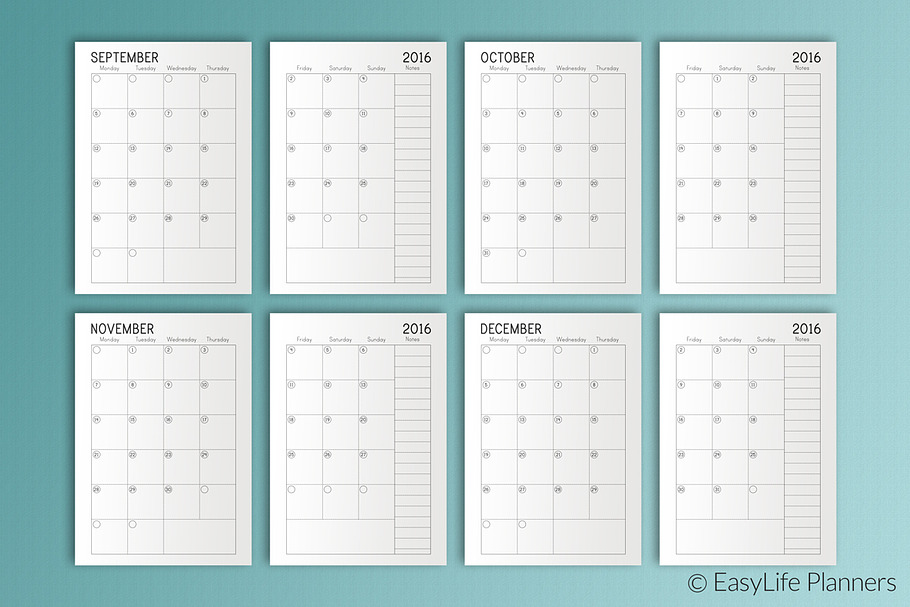 Month Planner 2016-2017 A5 Printable in Stationery Templates - product preview 8