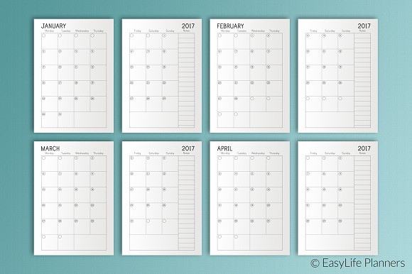 Month Planner 2016-2017 A5 Printable in Stationery Templates - product preview 1
