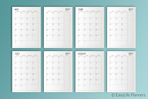 Month Planner 2016-2017 A5 Printable in Stationery Templates - product preview 2