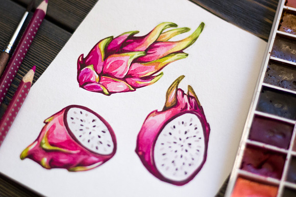 Tropical Fruits, Watercolor  in Illustrations - product preview 1
