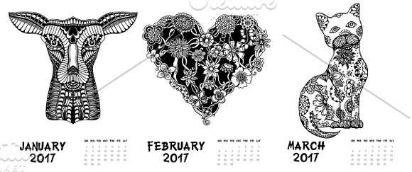 Printable Calendar 2017 in Graphics - product preview 1