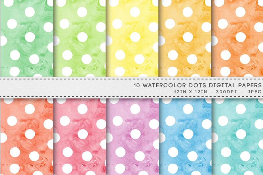 Watercolor Dots Spots Digital Paper