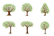 Set of abstract stylized trees.