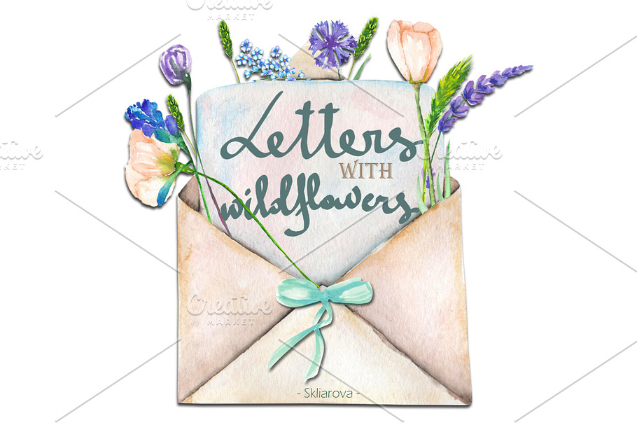 Letters with wildflowers in Objects - product preview 8