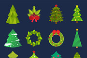 Christmas tree icons vector set