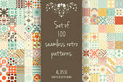 Set of 100 retro seamless patterns