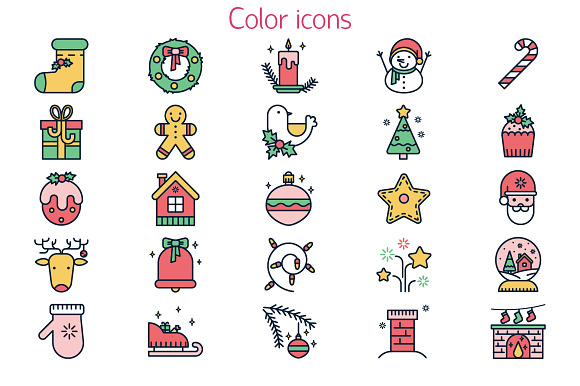 Christmas colored icon set in Graphics - product preview 2