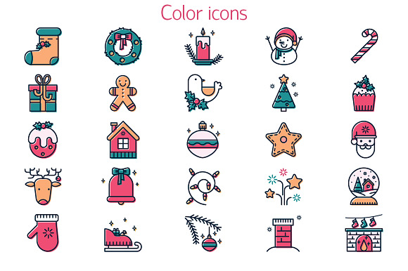 Christmas colored icon set in Graphics - product preview 3