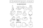 Industry icons set , outline style