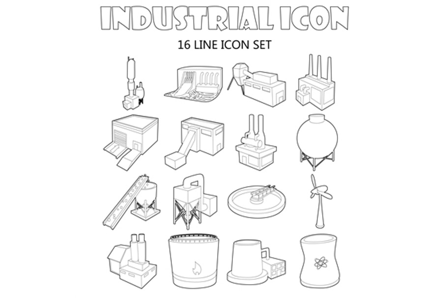 Industry icons set , outline style in Objects - product preview 8