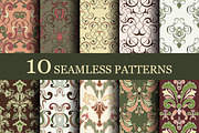 Set of 10 seamless retro patterns