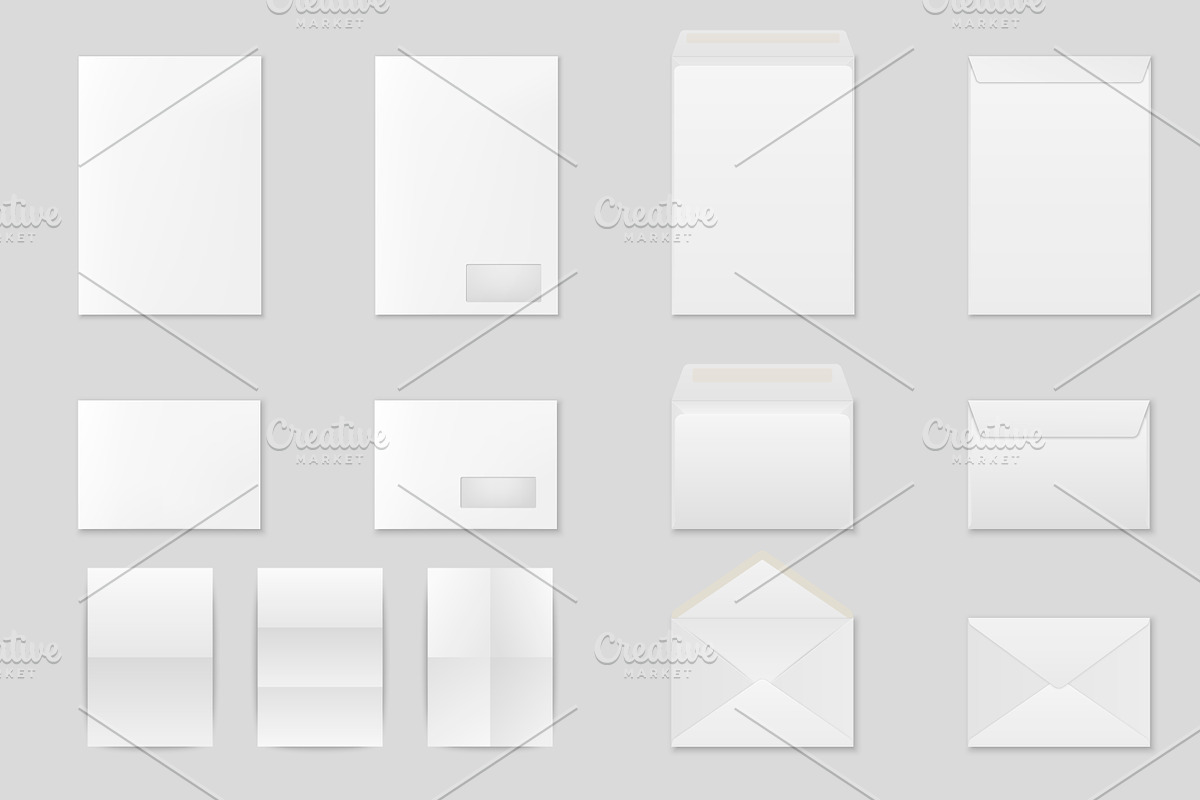 Envelopes and folded paper sheets. in Objects - product preview 8