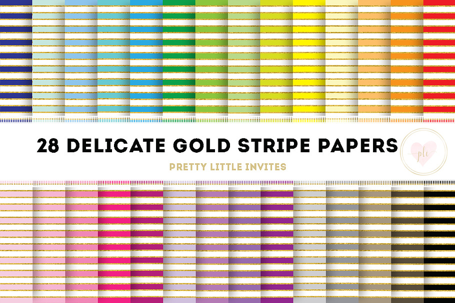 Delicate Gold Stripe Digital Papers