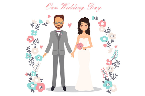 Cute Wedding Couples in Illustrations - product preview 3