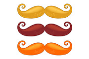 Set of mustache of different colors.