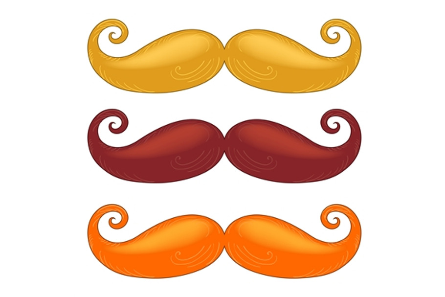 Set of mustache of different colors. in Objects - product preview 8