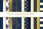 Navy and Gold Digital Paper Pack