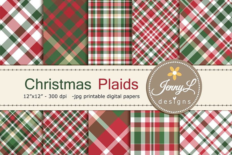 Christmas Plaids Digital Papers in Patterns - product preview 8