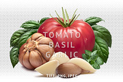 Tomato with garlic and basil