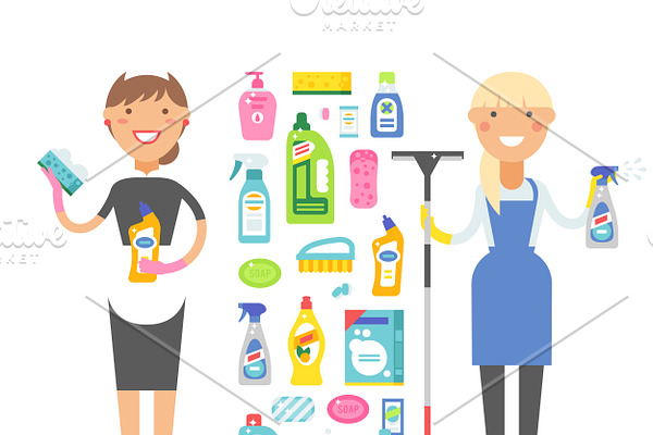 Cleaning service icons vector