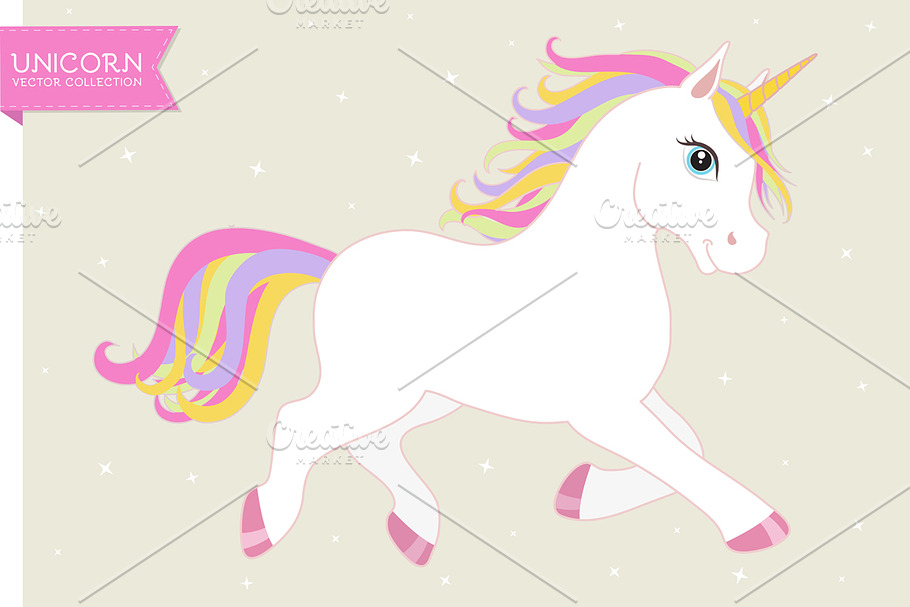 White vector unicorn EPS+AI+PNG in Illustrations - product preview 8