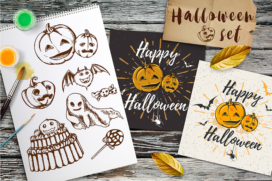 Vintage Kit for Halloween in Illustrations - product preview 8