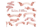 Watercolor ribbons and banners