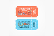 Cinema Tickets Flat Icon Set. Vector