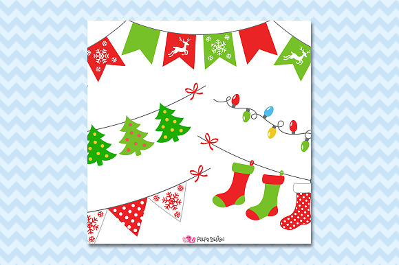Christmas Bunting banners clipart in Objects - product preview 1