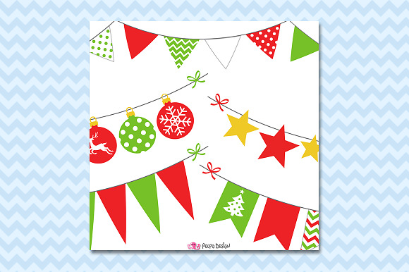 Christmas Bunting banners clipart in Objects - product preview 2