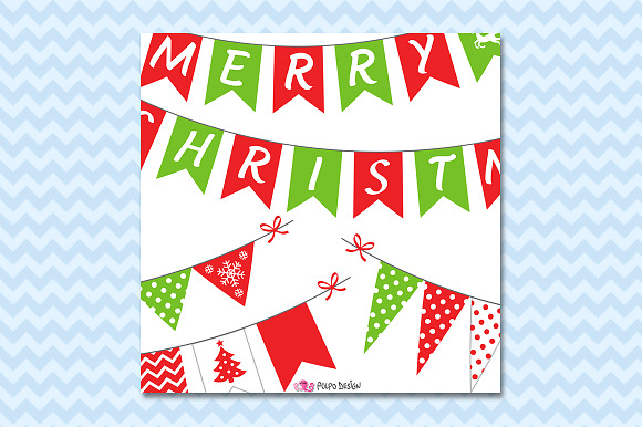 Christmas Bunting banners clipart in Objects - product preview 3