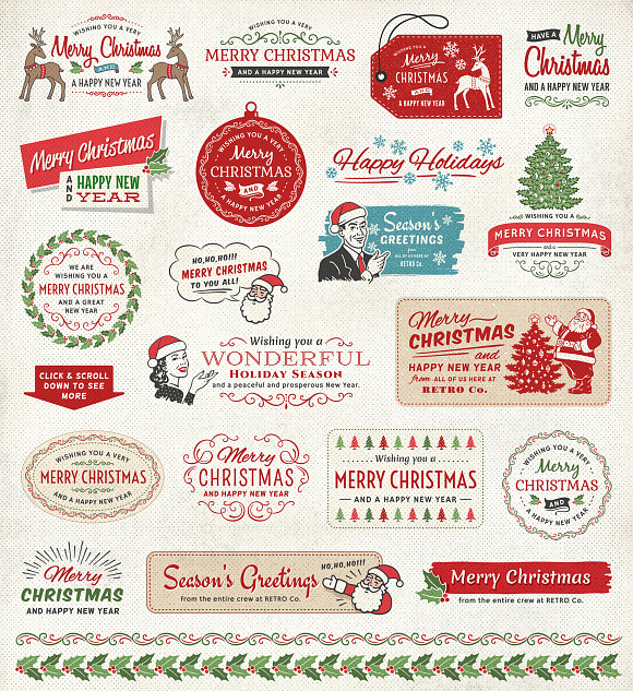 Retro Christmas Labels vol.2 in Templates - product preview 1