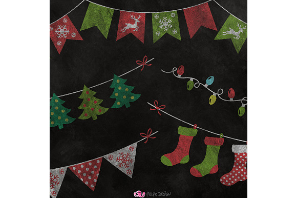 Chalkboard Christmas Bunting clipart in Objects - product preview 1