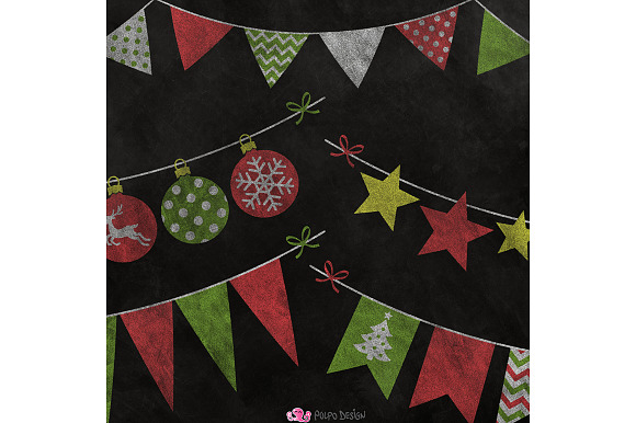 Chalkboard Christmas Bunting clipart in Objects - product preview 2