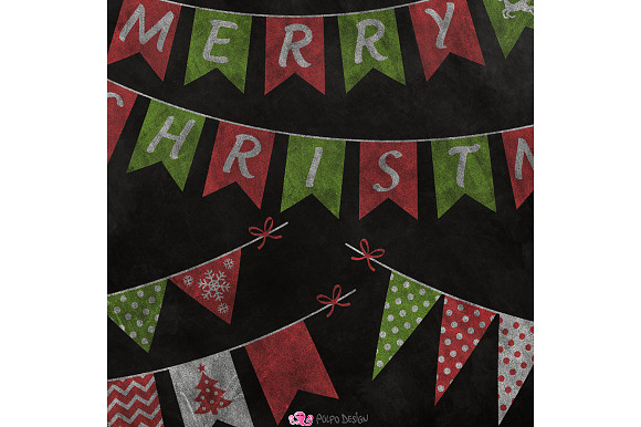 Chalkboard Christmas Bunting clipart in Objects - product preview 3